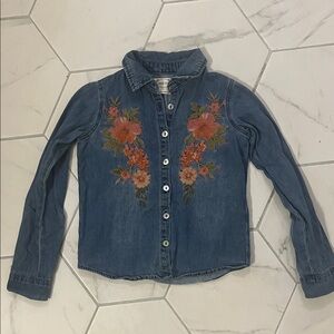 Joyfolie Mia Joy Denim Top with Embroidery